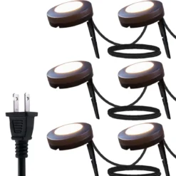UltraPro Warm White LED Landscape Lights, 6 Pucks, 50 ft. Black Cord