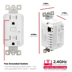 UltraPro Wi-Fi In-Wall Smart Outlet, White