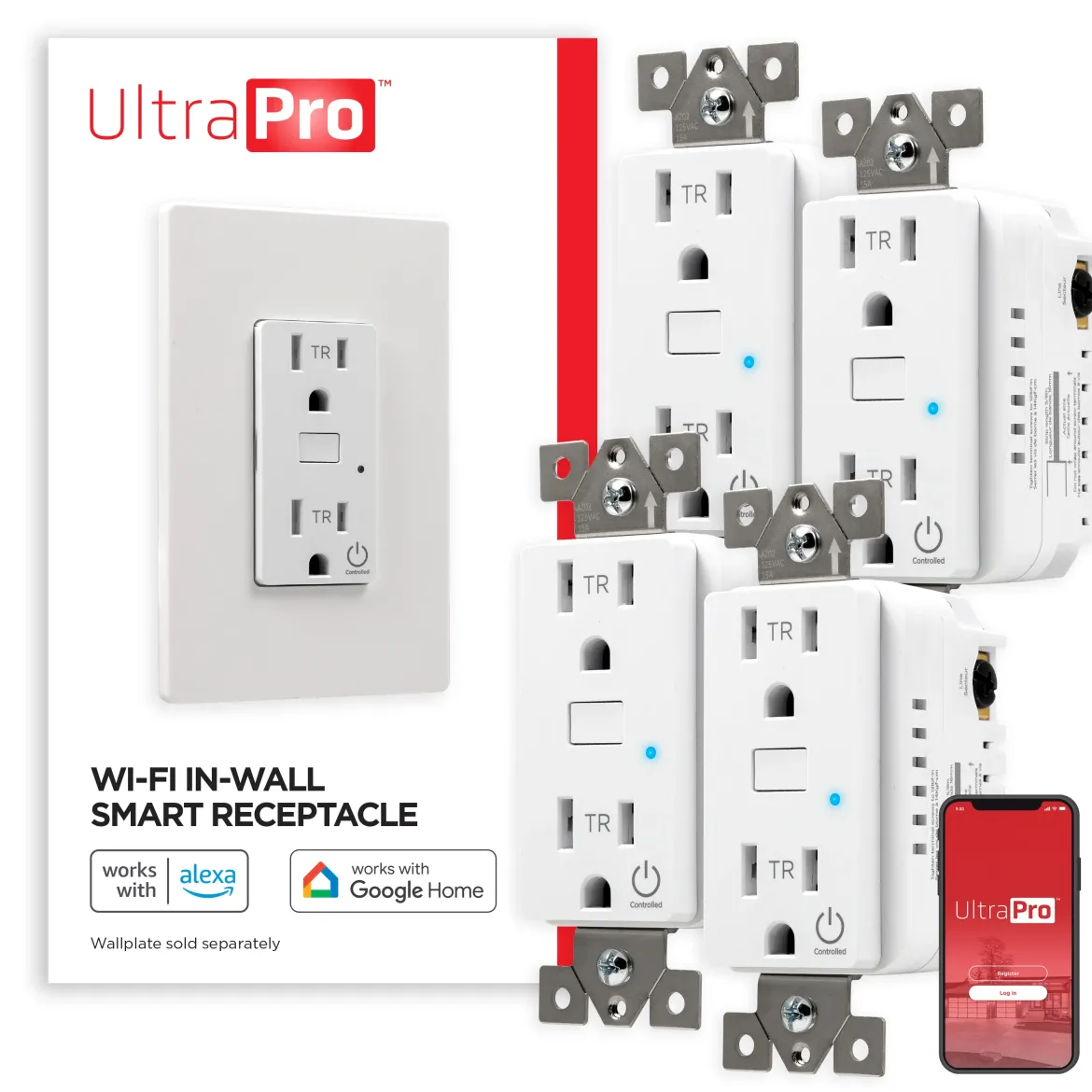 UltraPro Wi-Fi In-Wall Smart Receptacle, 4 pack