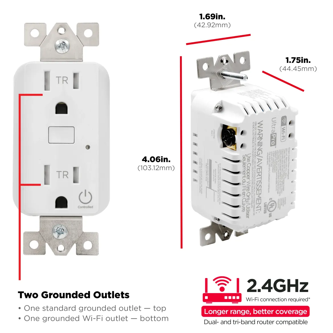UltraPro Wi-Fi In-Wall Smart Receptacle, 4 pack