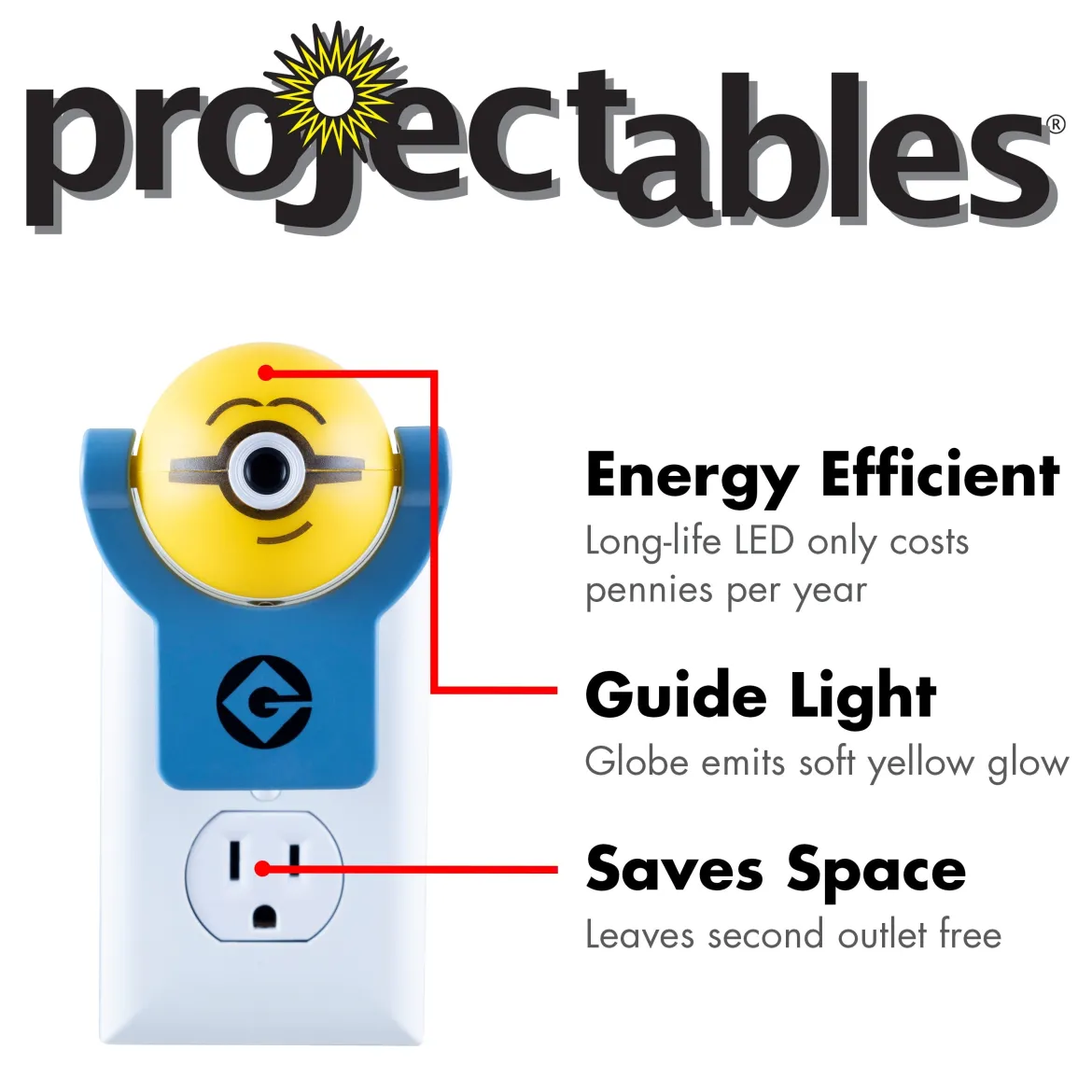 Universal Minions Projectables Light Sensing LED Night Light, Blue